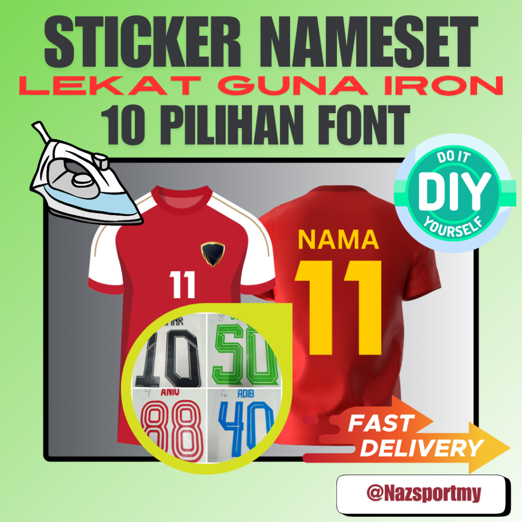 Jersey Custom Name Sticker Nama Baju Stiker Number DTF Murah Futsal ...