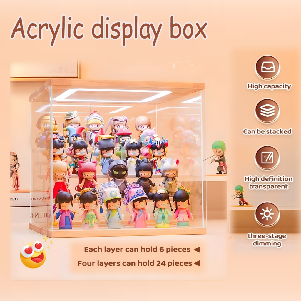 Acrylic Display Box With Ring Lights And Door Display Rack Figure ...
