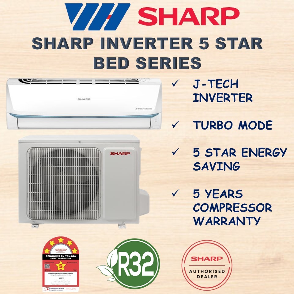 [INSTALLATION / SELF COLLECT] Sharp 5 Star Energy Saving Inverter (R32 ...