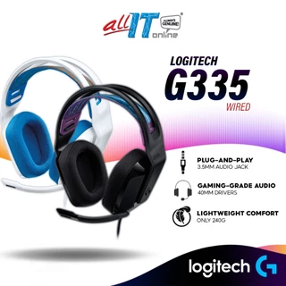 Logitech G335 Wired Gaming Headset | Lightweight Gaming Wired Over Ear Headphones with Mic Flip to Mute - Black / White