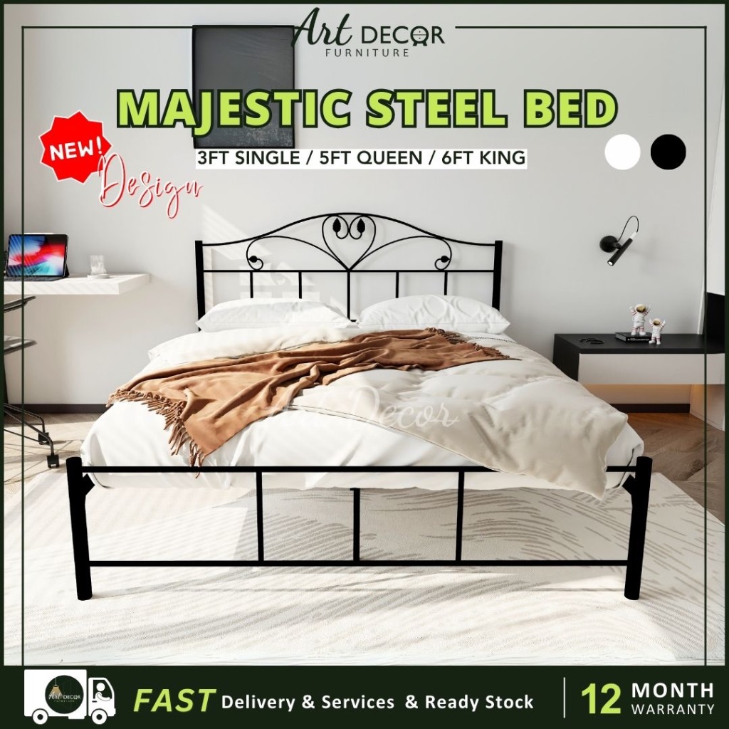 🔥READY STOCK🔥5/3ft Queen/Single Bed Frame Katil Besi Queen Murah Katil ...