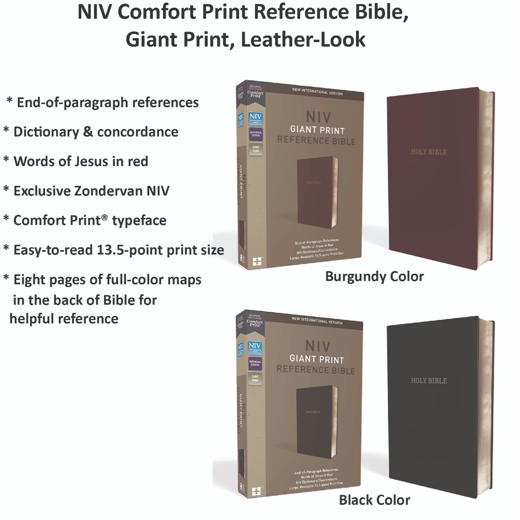 NIV Comfort Print Reference Bible, Giant Print, Leather-Look * English ...