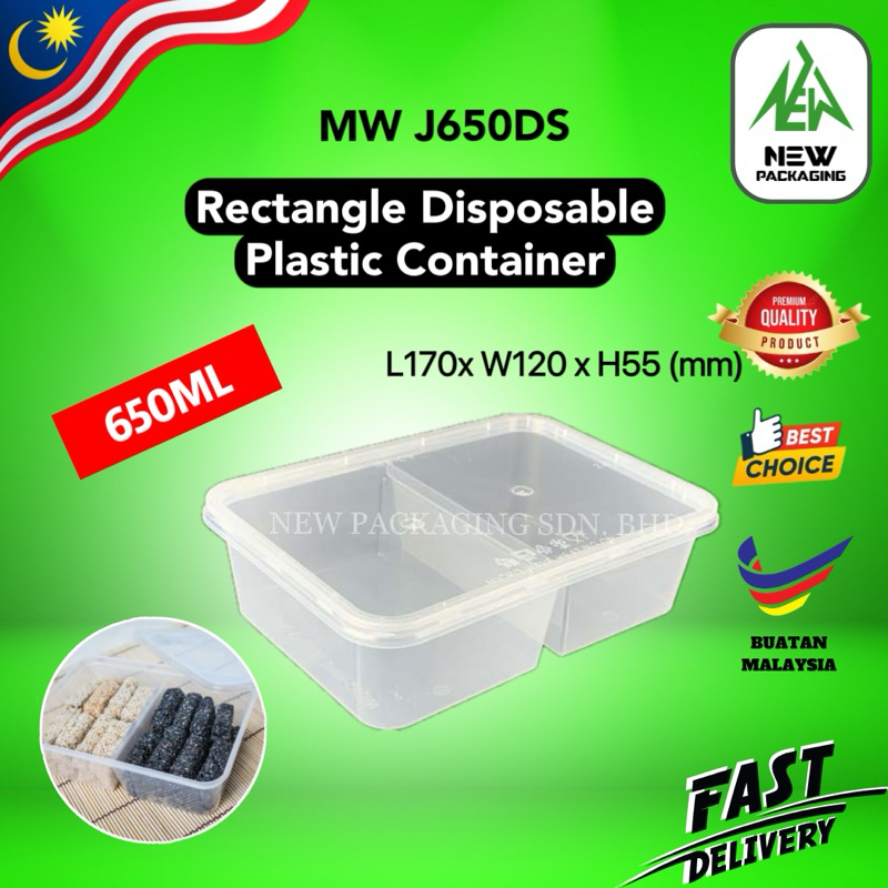 MW-J650-DS 50/50 Rectangle Plastic Container With Lids | 650ML [10/50 ...