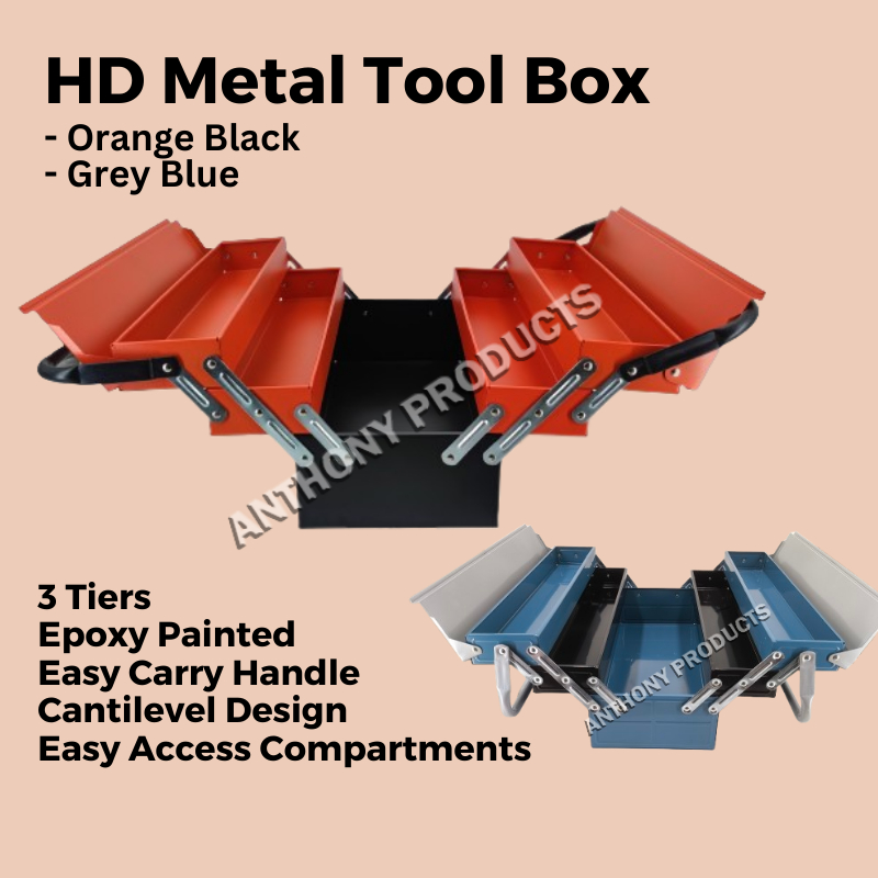 3 Layers Cantilever Toolbox 3 Level Metal Tool Box For Home Workshops ...