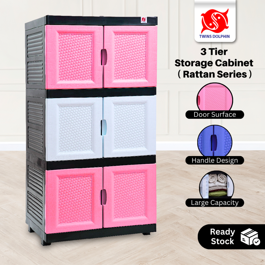 3 Tier Storage Cabinet (Rattan Series) Storage Cabinet / Almari 3 ...