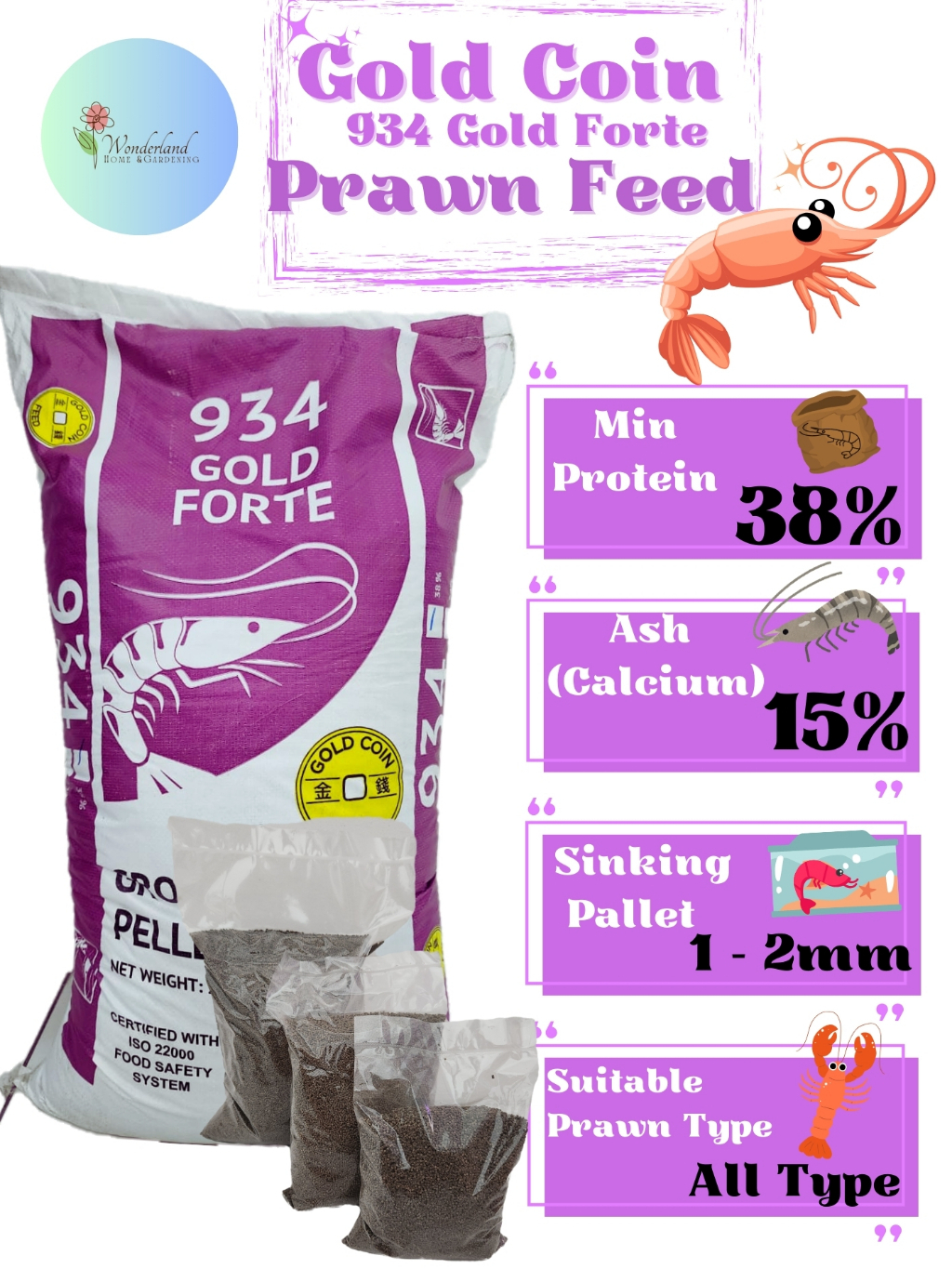 REPACK 500G/1KG/3KG] Gold Coin Prawn Feed 934 Pallet Udang 1mm - 2mm  Lobster Air Tawar Udang Hiasan Vannamei 虾饲料 | Shopee Malaysia