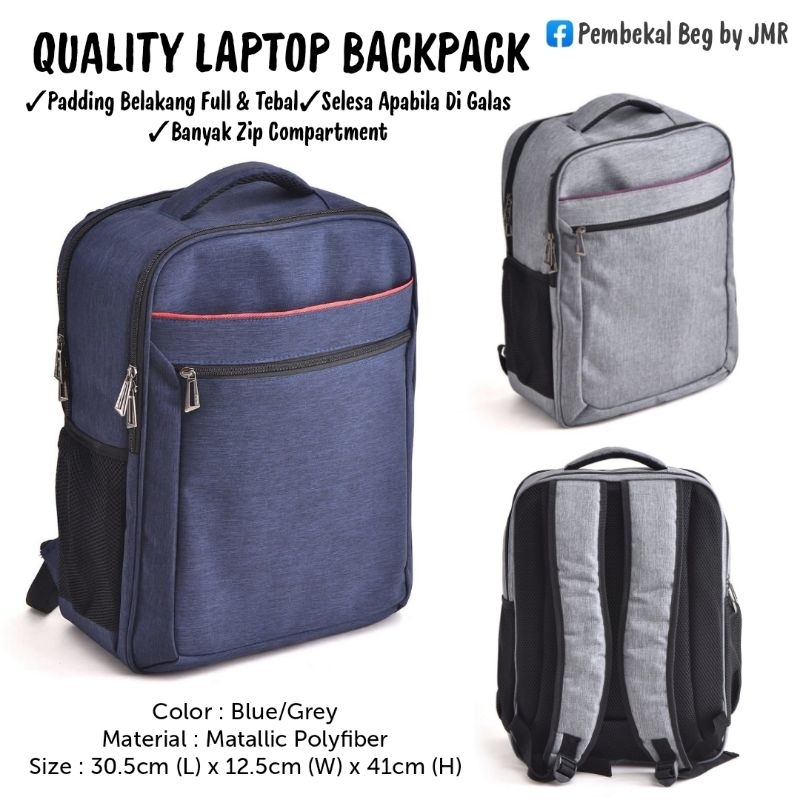 QUALITY Laptop Backpack Padding Belakang Full & Tebal Banyak ...