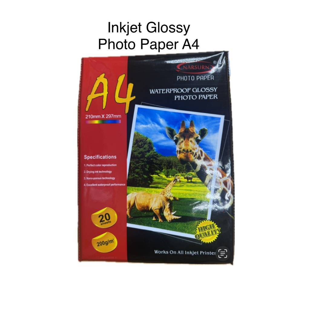 Inkjet Glossy Photo Paper A4 200gsm(20pcs/pkt) / 135gsm(100pcs/pkt ...