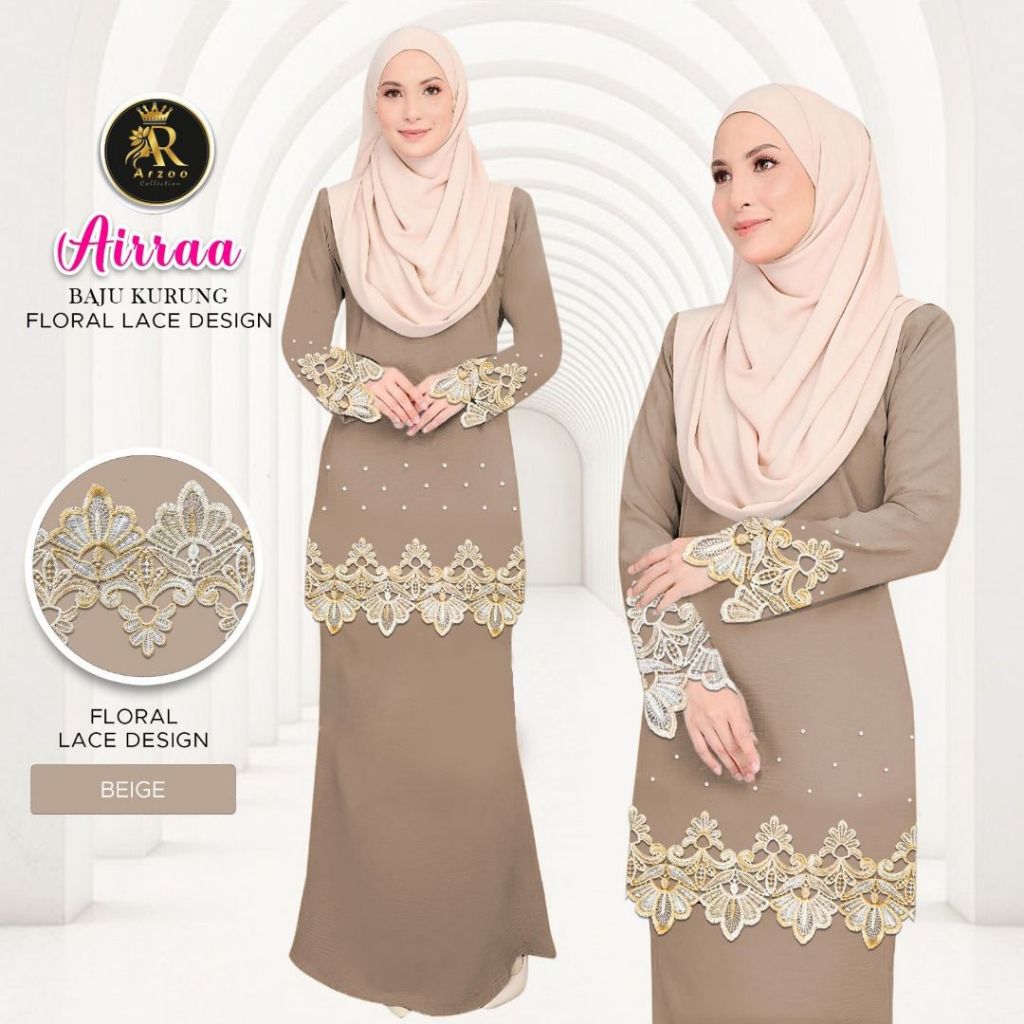 Baju Kurang Airraa w/ Flower Design Lace And Batu New Arrival Raya 2025