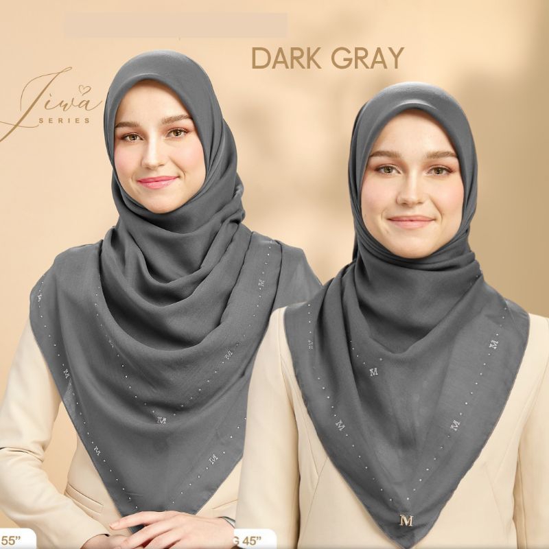 MINAZ JIWA | IRIS Bawal Plain Stone • Bidang 45" dan 55" Tudung Labuh