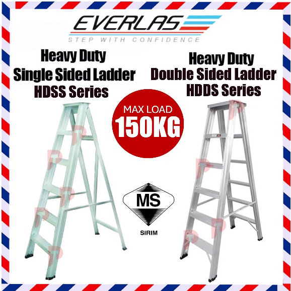 EVERLAS Heavy Duty Single / Double Sided Aluminium Ladder 🔥 Ready ...