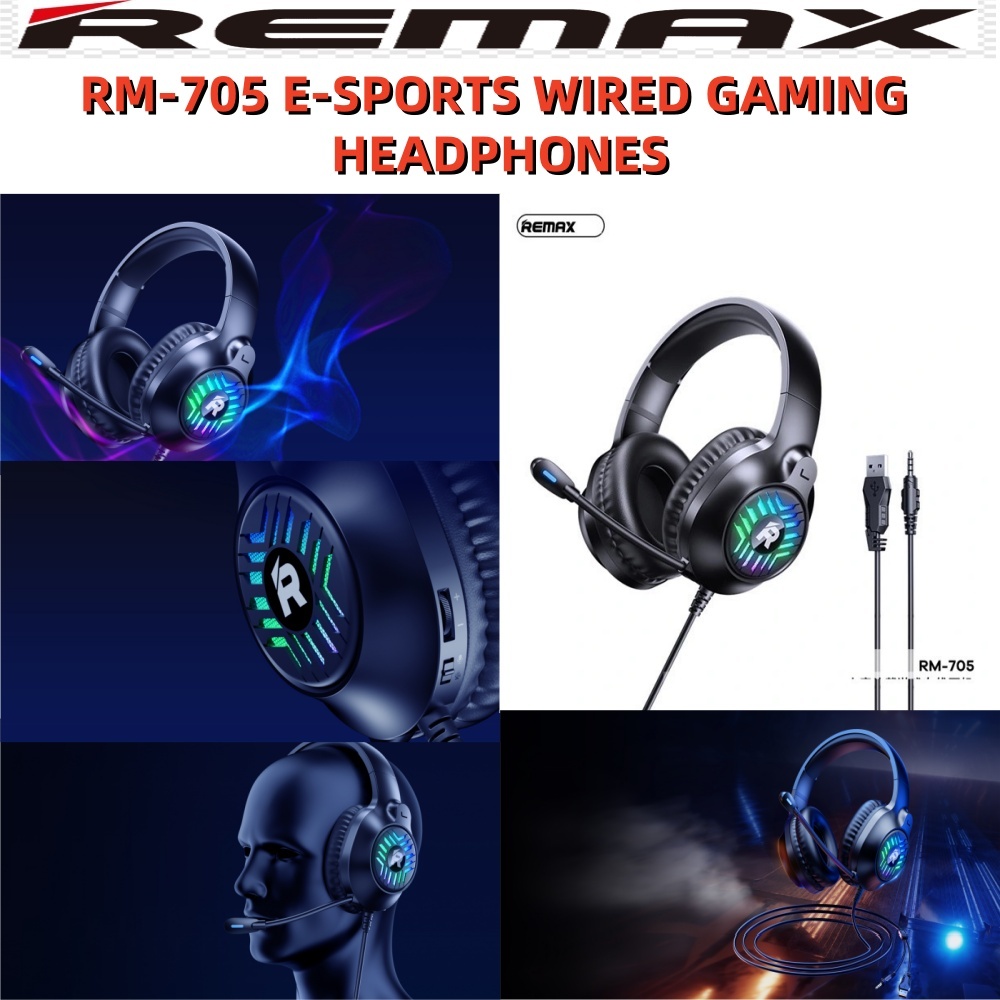 (NO COD) REMAX RM-705 E-Sports Wired Gaming Headphones Heaset With ...