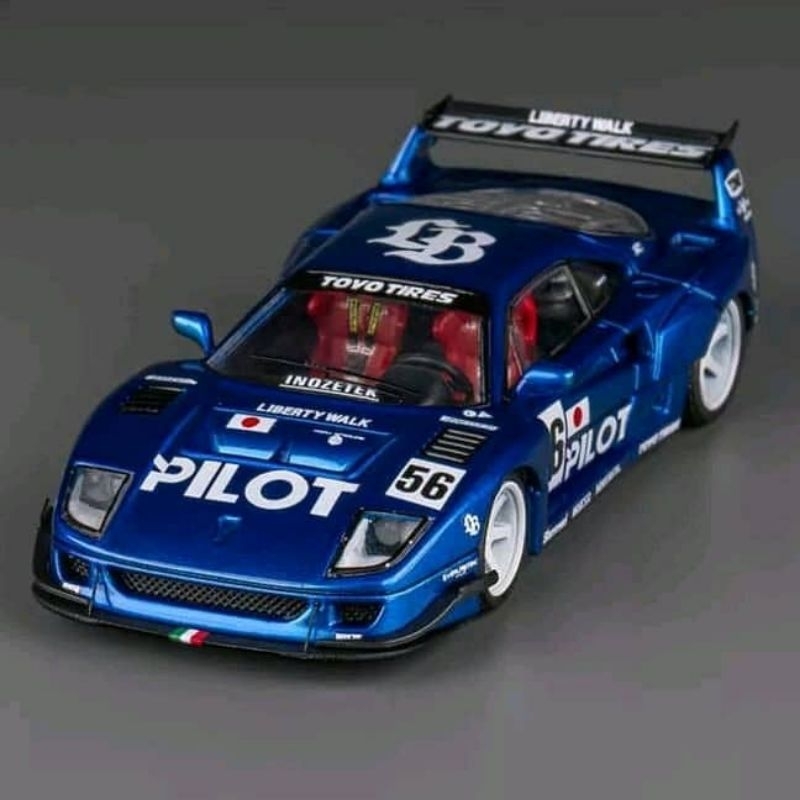 TopART 1:64 LBWK Liberty Walk Ferrari F40 Pilot Chrome Blue with ...