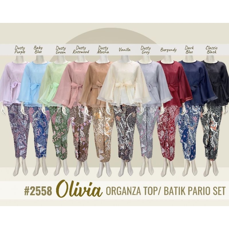 *READY STOCK*OLIVIA ORGANZA TOP/BATIK INSTANT PARIO SET KOLEKSI RAYA ...