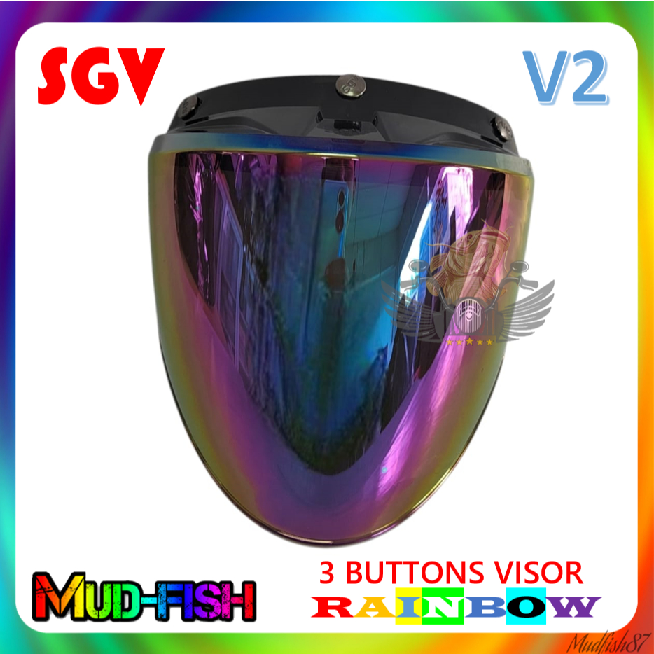 SOLIDGOLD SGV 3 BUTTONS VISOR FOR XDOT, MHR, MS88, LTD Use (RAINBOW ...