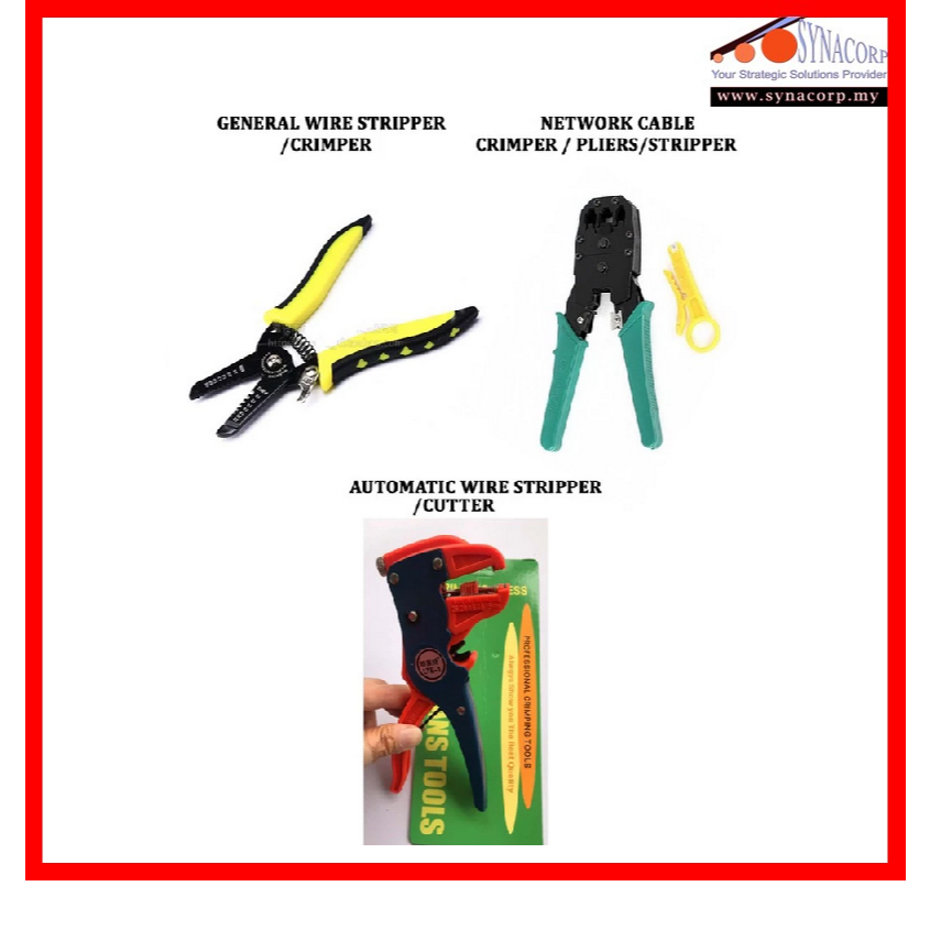 Network Cable Crimper RJ45 RJ11 RJ12/ Spring Loaded Wire Stripper ...