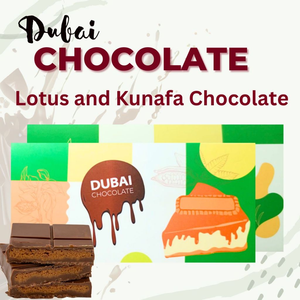 Lotus and Chocolate Kunafa Halal 200g Viral Chocolate Bar, Best Selling ...