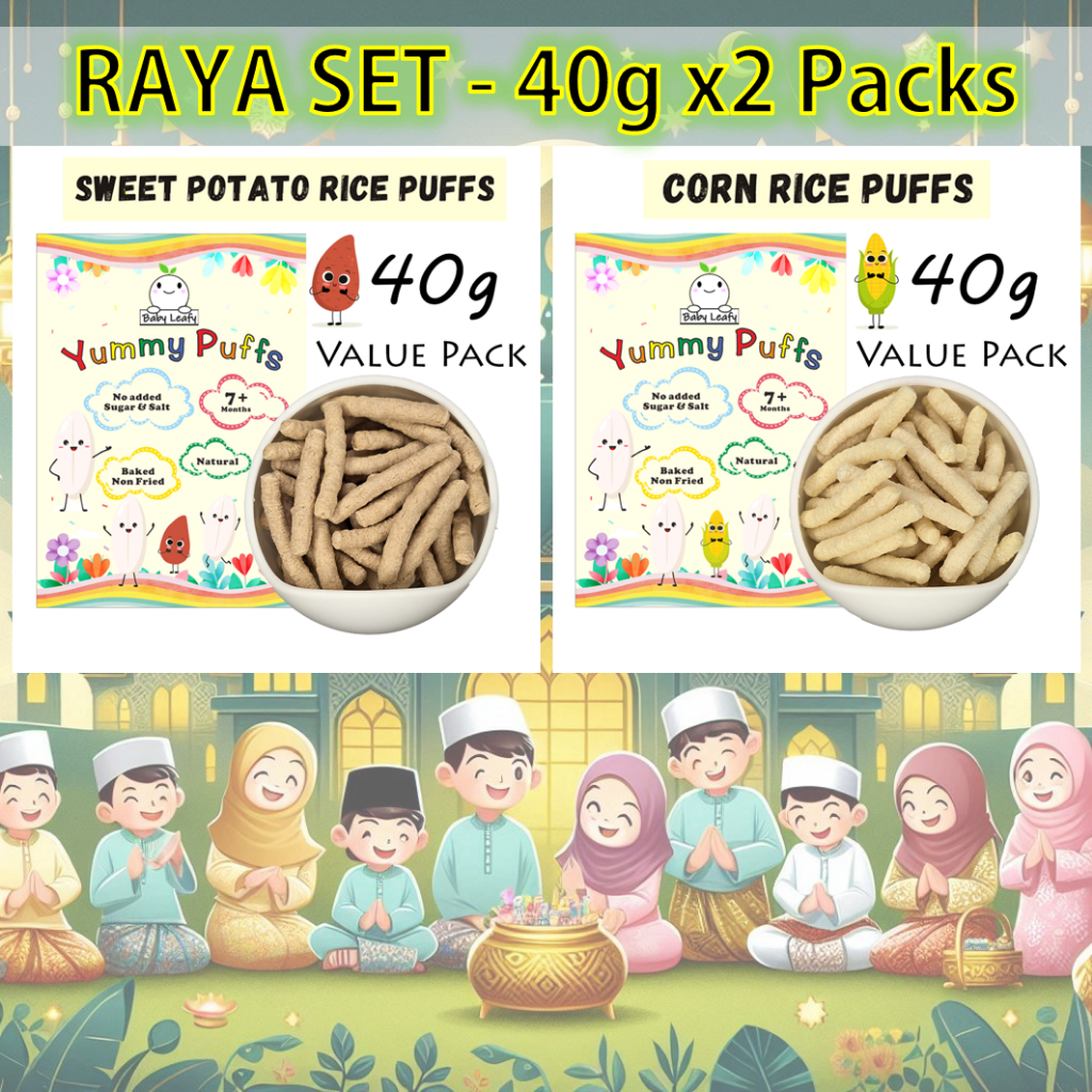 Baby Leafy Raya Set (40g x 2 packs) Yummy Puffs Rice Stick 7m+ | Shopee ...