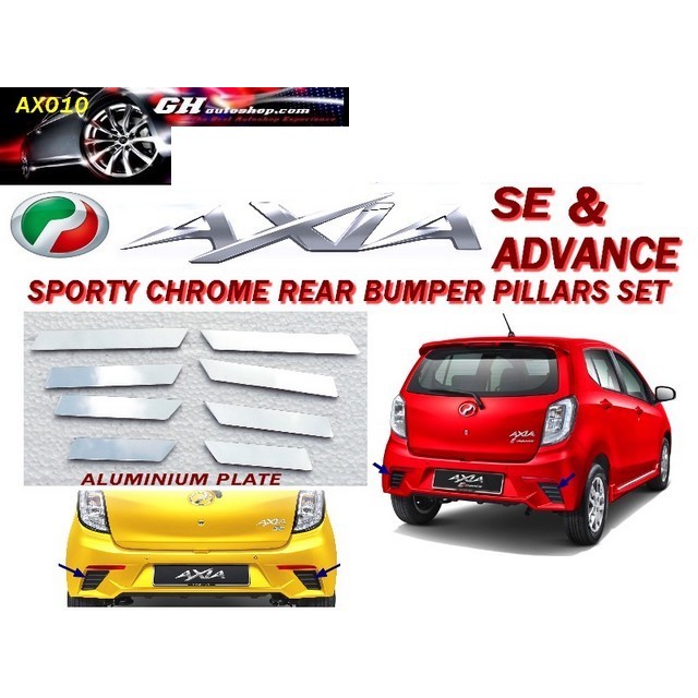 AXIA SE / ADVANCE MODEL rear bumper chrome pillars set | Shopee Malaysia
