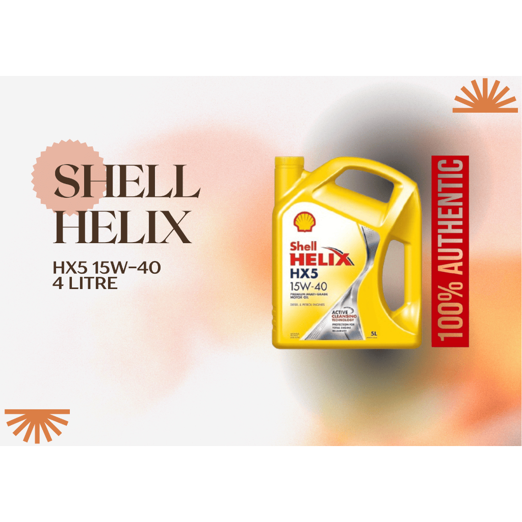 SHELL HELIX HX5 PREMIUM MULTI GRADE ENGINE OIL 15W-40 4LITRE | Shopee ...