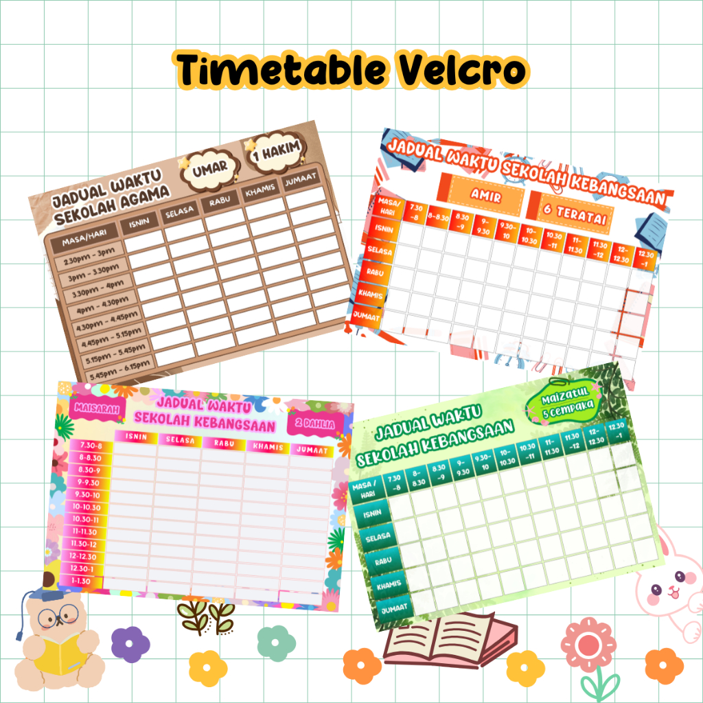 Timetable Velcro / Jadual Waktu Sekolah Kebangsaan & Sekolah Agama ...
