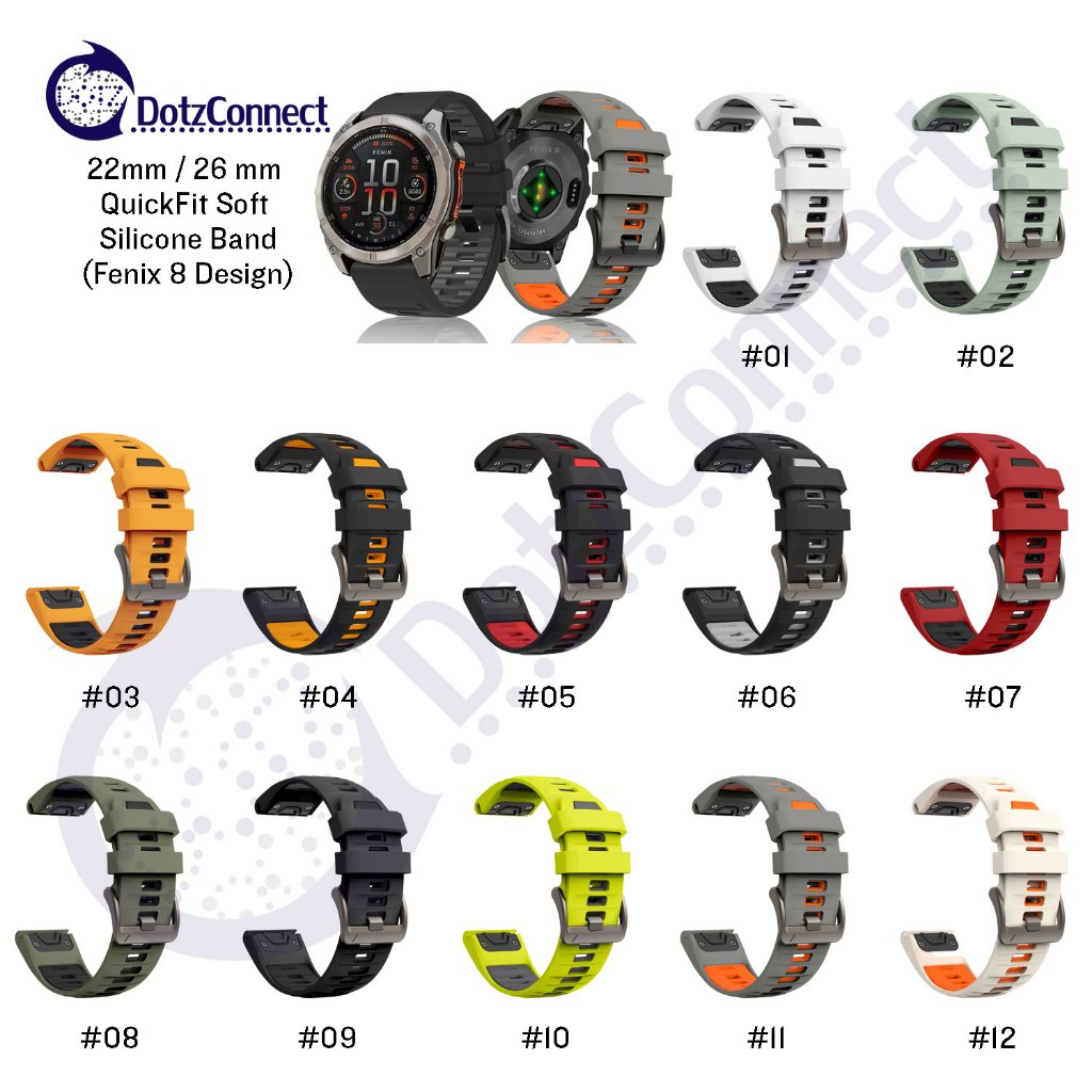 6 Garmin Quickfit Brassard Silicone 20 Mm - Pour Fenix, Epix, Forerunner 745/945/955, MARQ Bracelet Garmin Fenix
