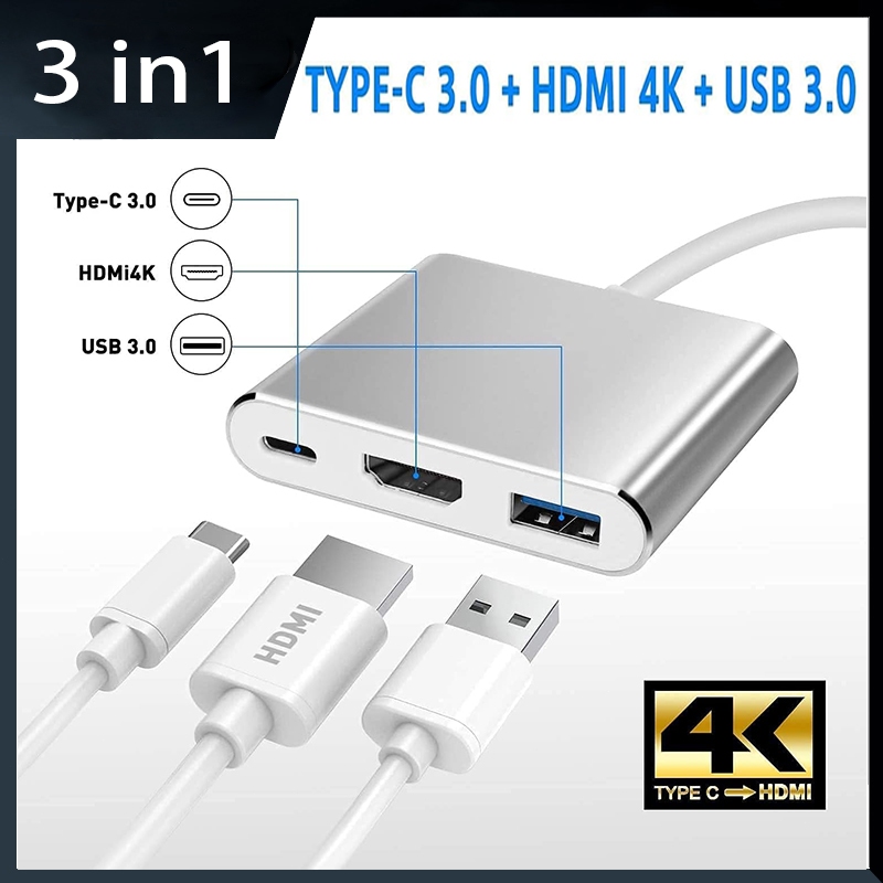 4K 3in1 Type-C USB 3.1 To HDTV HDMI USB 3.0 Type C Female Type C ...