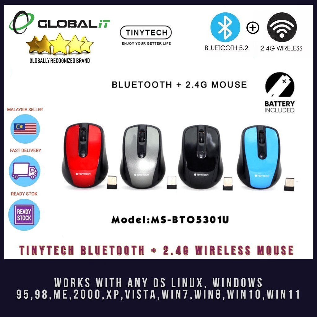 (New) TINYTECH BLUETOOTH + 2.4G WIRELESS MOUSE (MS-BTO5301U) | Shopee ...