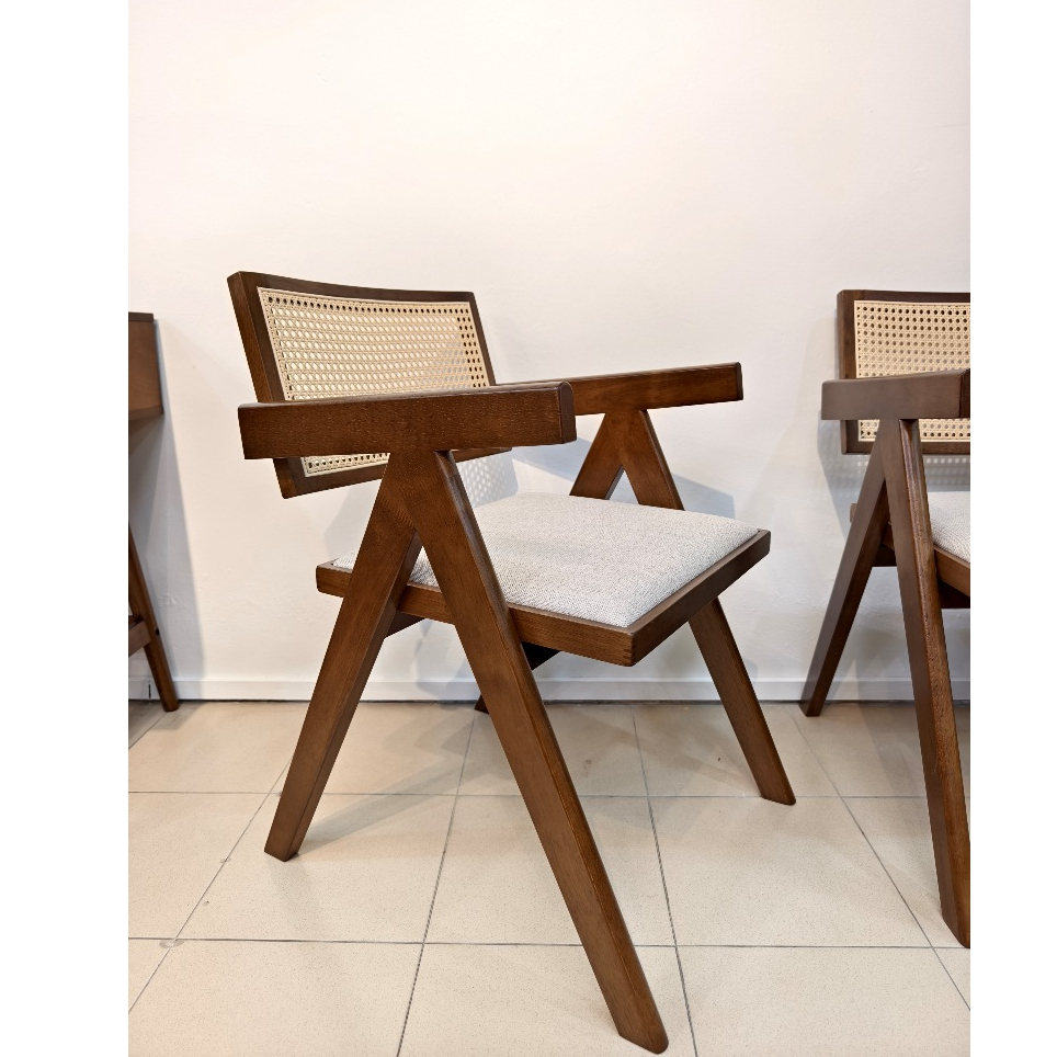 (2 units) MODA Velentina Dining Arm Chair Walnut - Solid Rubberwood ...