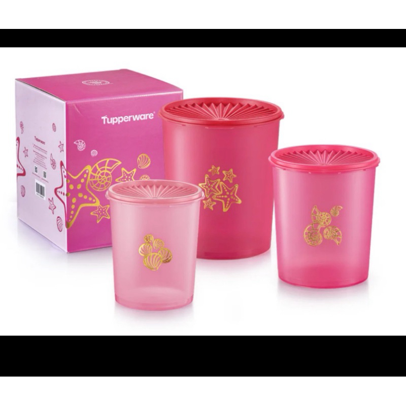 tupperware hari raya - one touch airtight Seashells Deco Canister Set ...