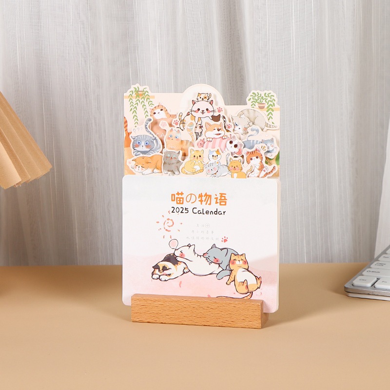 2025 Cartoon Cats Calendar Table Ornament Gifts For Friends Classmate 喵 ...