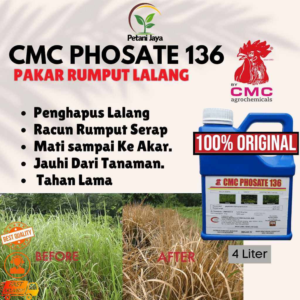 4L CMC Phosate136 Racun Rumput Dan Lalang Racun Rumput Paling Berkesan ...