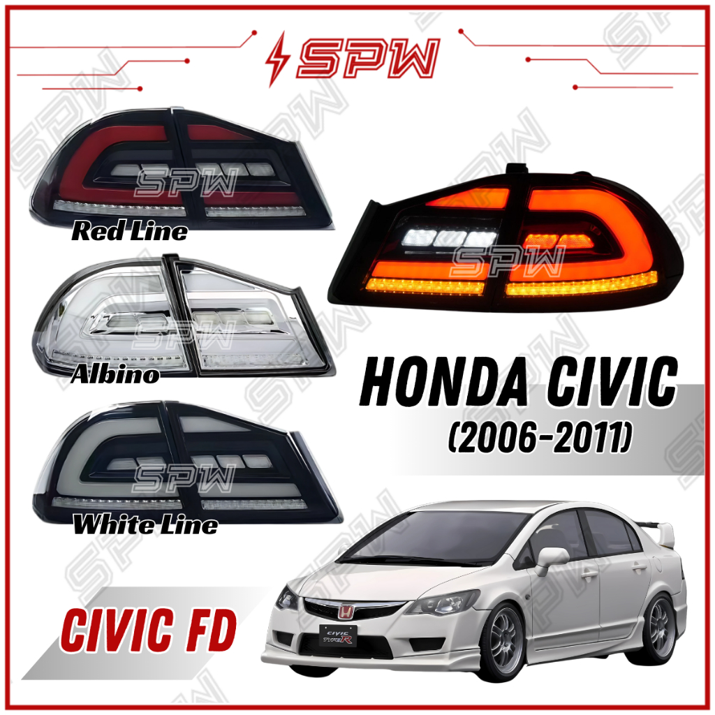 Honda Civic FD 2006-2011 Tail Lamp FD2 Tail Light DRL Daylight LED ...
