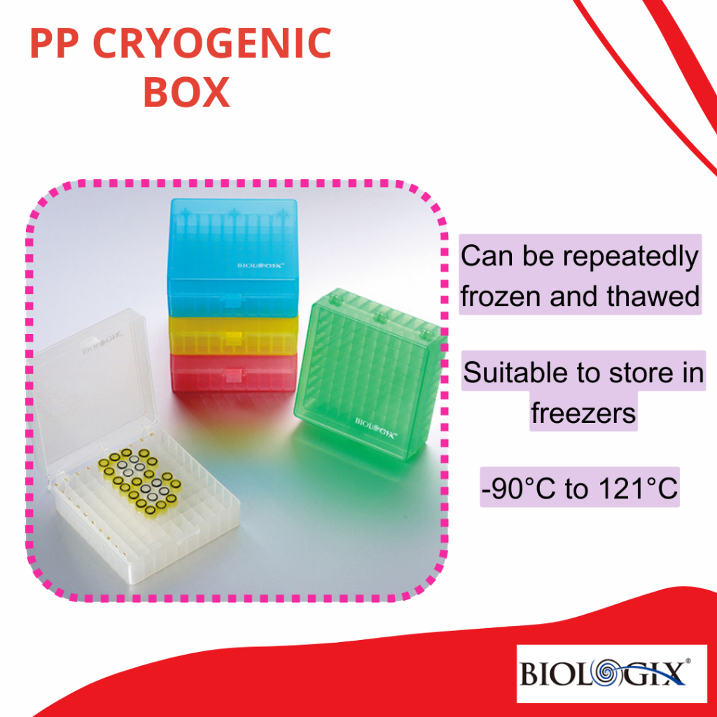 BIOLOGIX PP Cryogenic Boxes, 2in 100-Well, Assorted Colors, 5racks/Pack ...