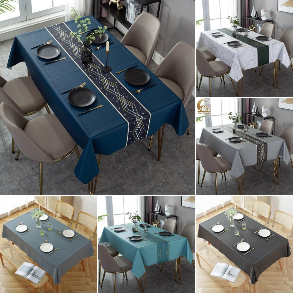 PVC/Leather Waterproof Tablecloth Dinning Table Alas Meja Makan ...