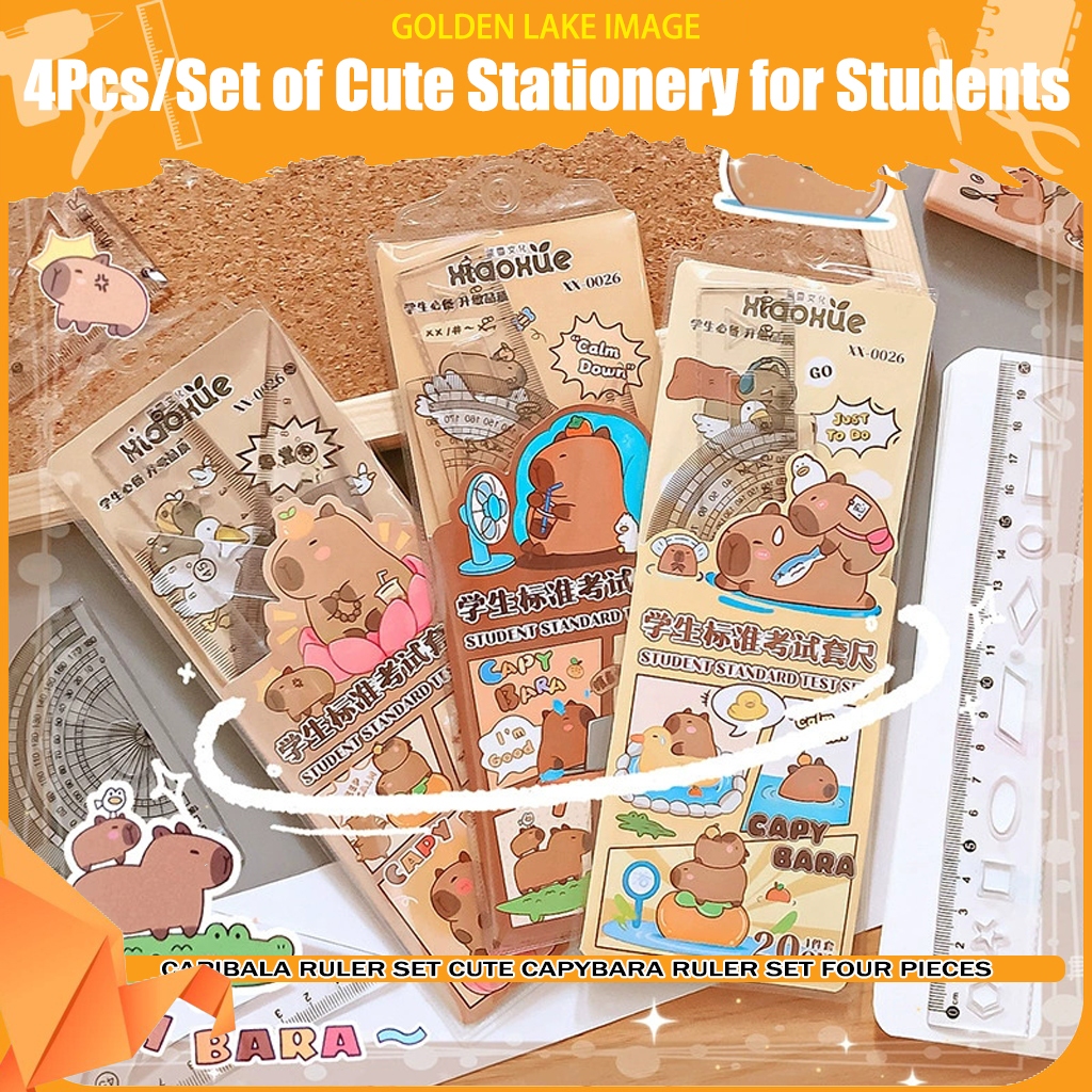4Pcs/Set Ruler Set Student School Supplies Mathematical Instruments ...