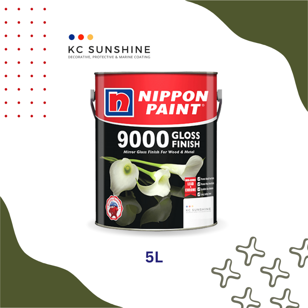 5L Nippon 9000 Gloss FInish | Wood and Metal Paint Cat Kayu Cat Besi ...