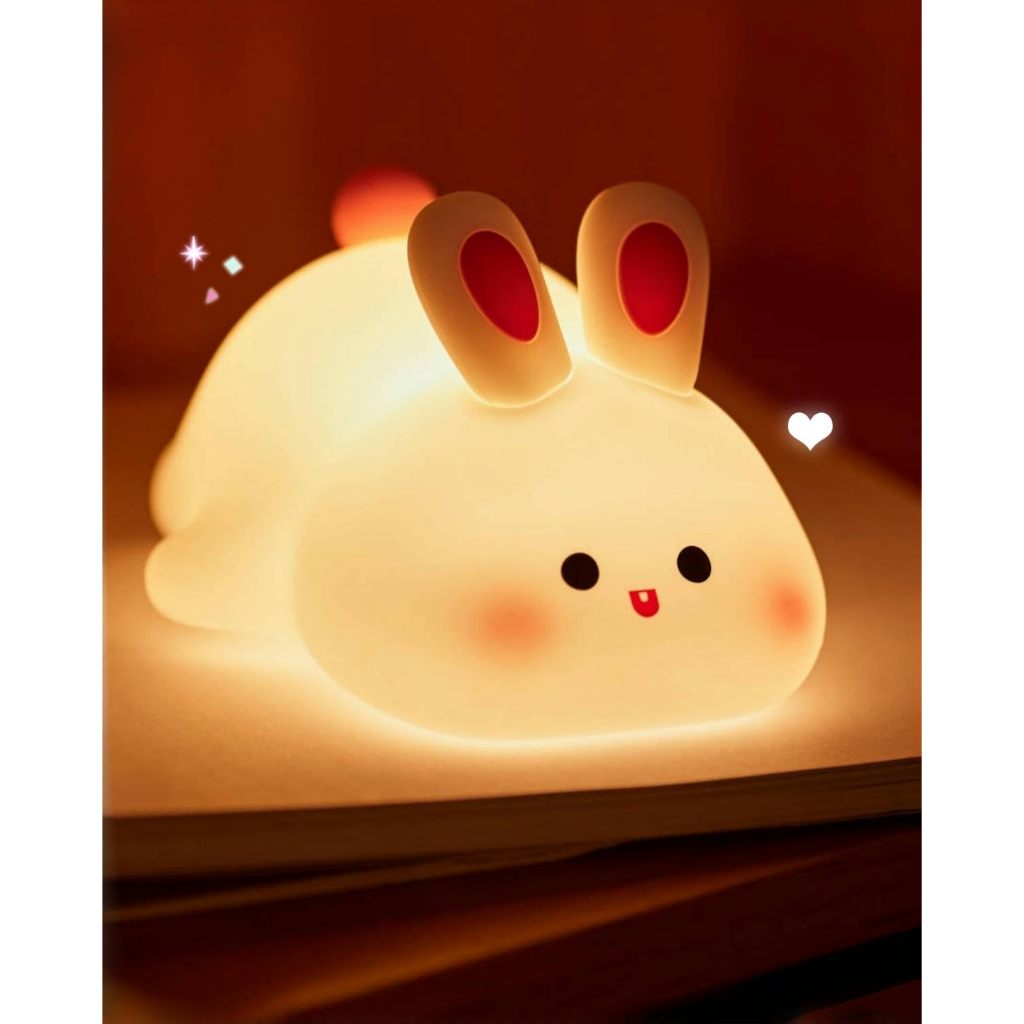 Big Face Rabbit Night Light, Cute Bunny Gifts, Silicone Squishy Rabbit ...