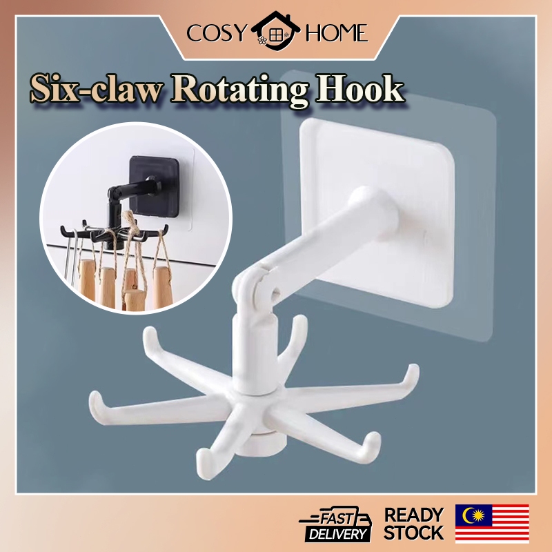 6 Claw Hook Multi-Functional Kitchen Rack Holder Wall Mounted Hanging ...