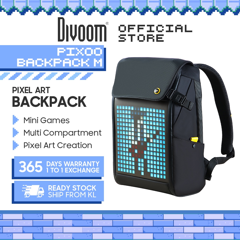 Divoom Pixoo M Backpack Customisable Pixel Art Multi Compartments ...