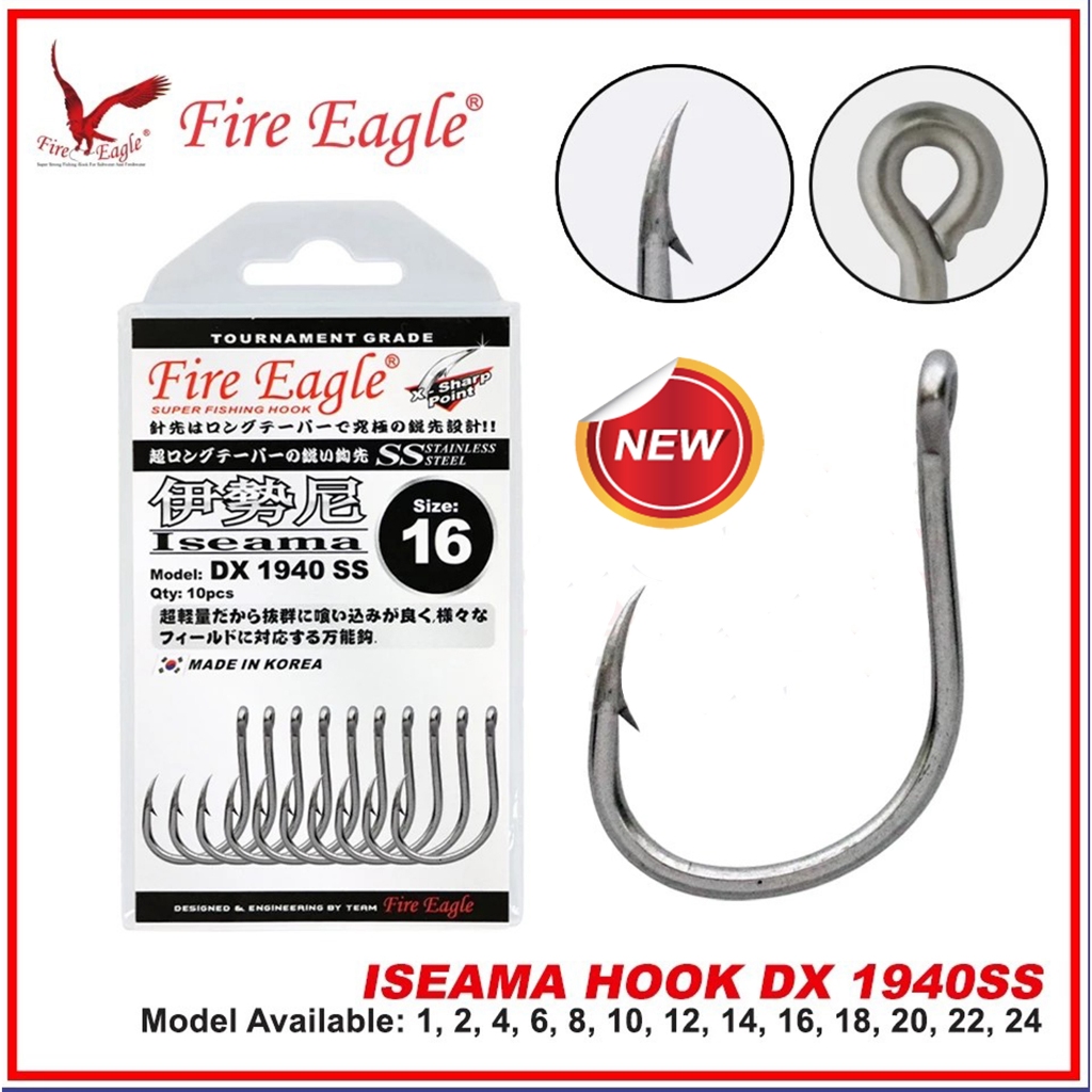 Fire Eagle Iseama Fishing Hook DX1940 SS Needle Sharp Ringed Stainless ...