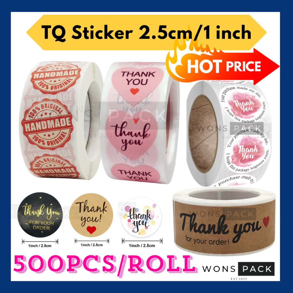 Thank You For Business Order 500 Pcs Sticker Handmade Bake Love Hand ...