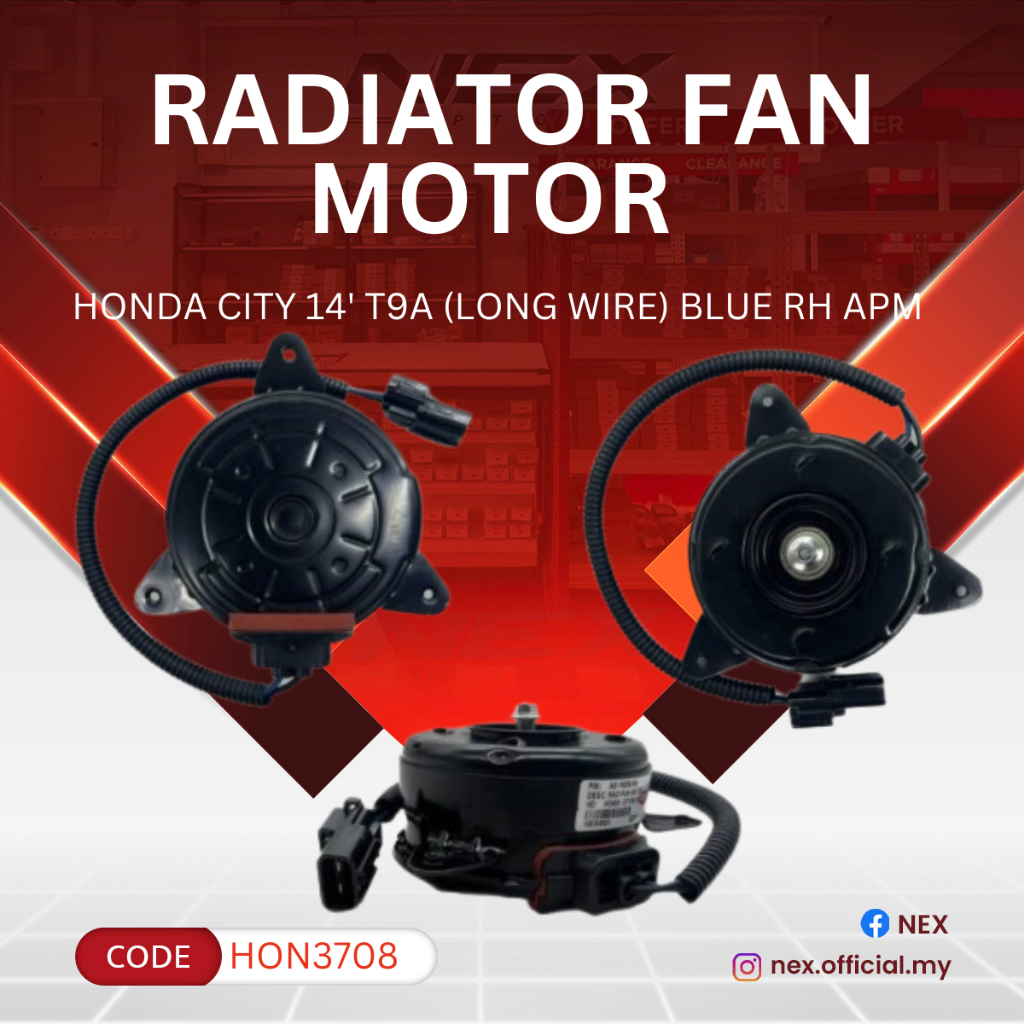 RADIATOR FAN MOTOR HONDA CITY 14 T9A (LONG WIRE) BLUE RH APM | Shopee ...