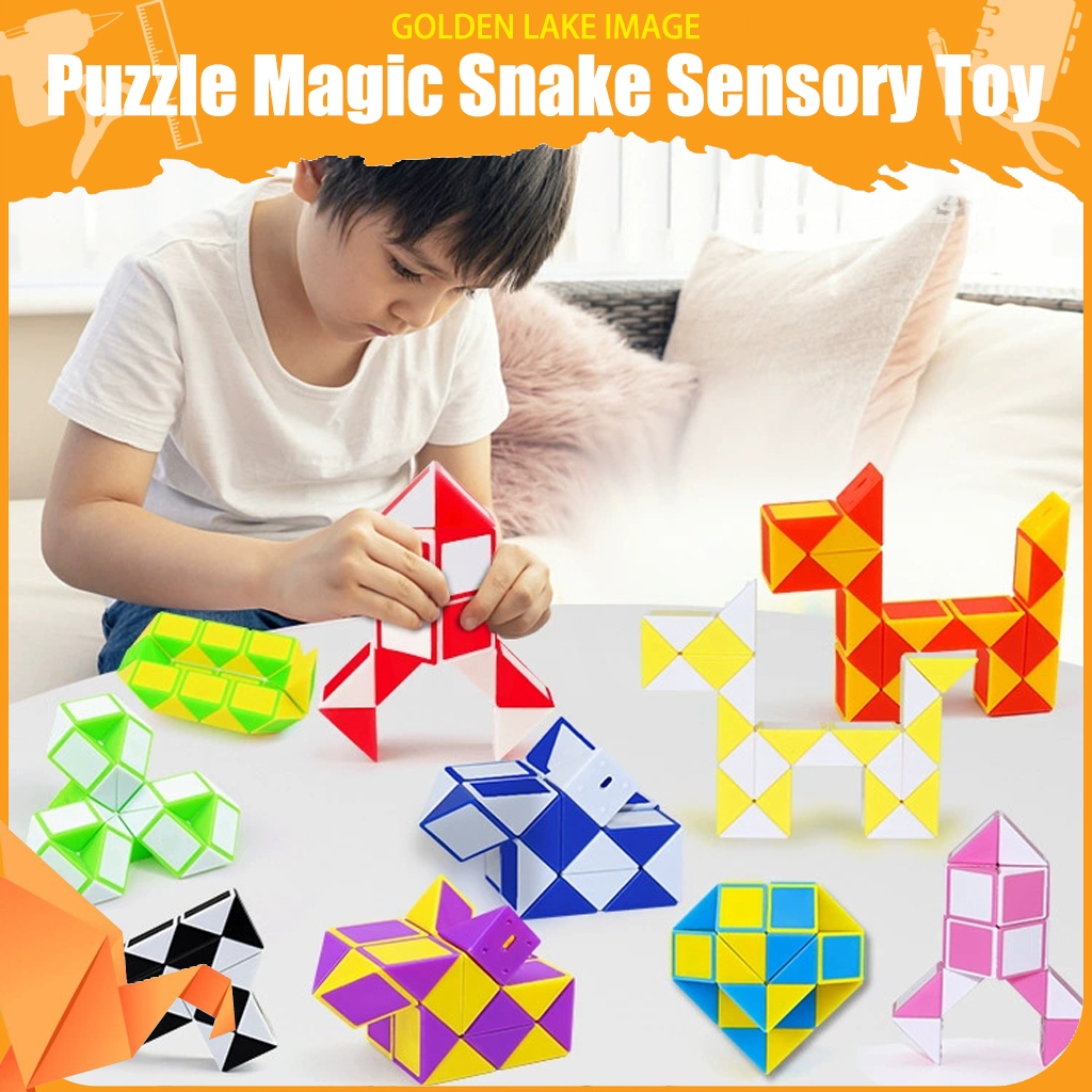 24 Blocks Kids Snake Magic Cube Twist Jigsaw Puzzle Speed Magic Snake ...