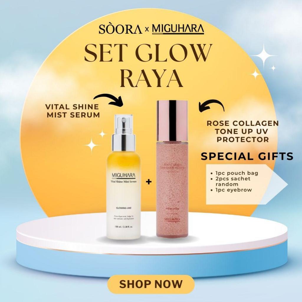 MIGUHARA SET GLOW RAYA | Rose Collagen Tone Up UV Protector 50ml ...