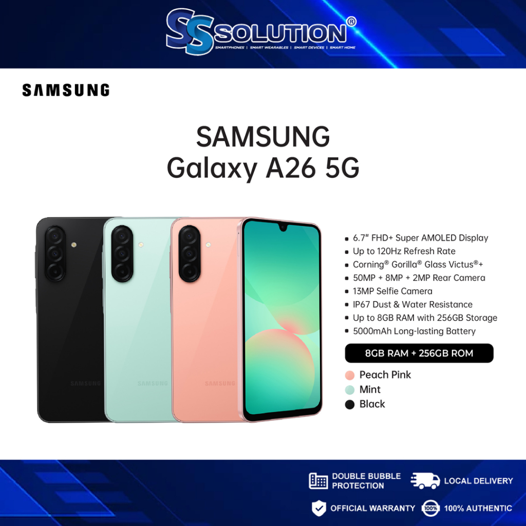 SAMSUNG Galaxy A26 5G 8GB RAM + 256GB ROM 6.7” FHD+ Super AMOLED ...