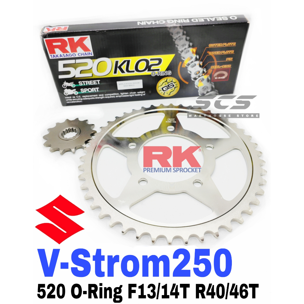 RK Sprocket Set Suzuki V-Strom250 RK KLO2 O-Ring Rivet Black Chain 13 ...