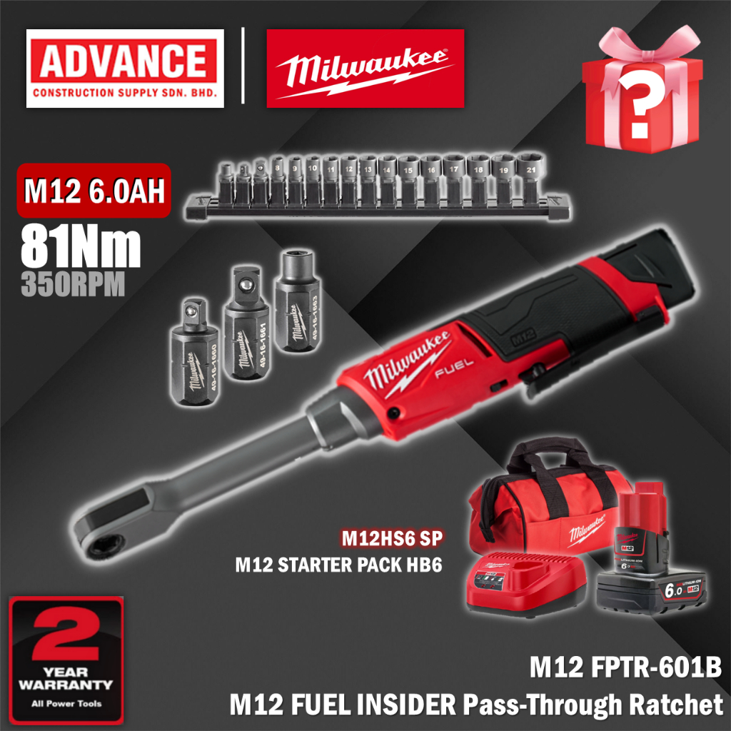 Clé à Cliquet Traversante 12V M12 FPTR-0 (80Nm