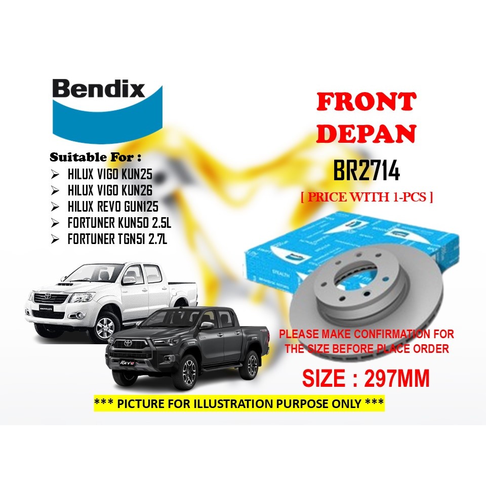 BENDIX - Toyota Hilux KUN25 KUN26 VIGO GUN125 REVO Fortuner KUN50 TGN51 ...