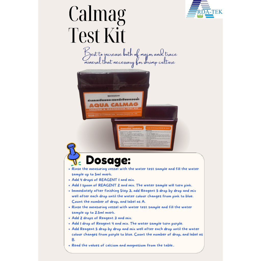 Test Kit Aqua Calmag / Calcium&Magnesium Test / Aquaculture Shrimp/Fish ...